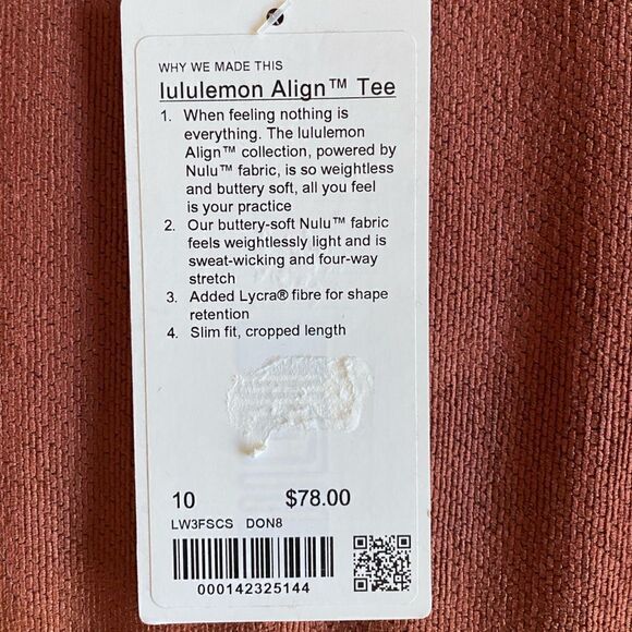 Lululemon Size 10 Berry/Beige Buttery Soft Nulu Align Tee NWT - Picture 7 of 9
